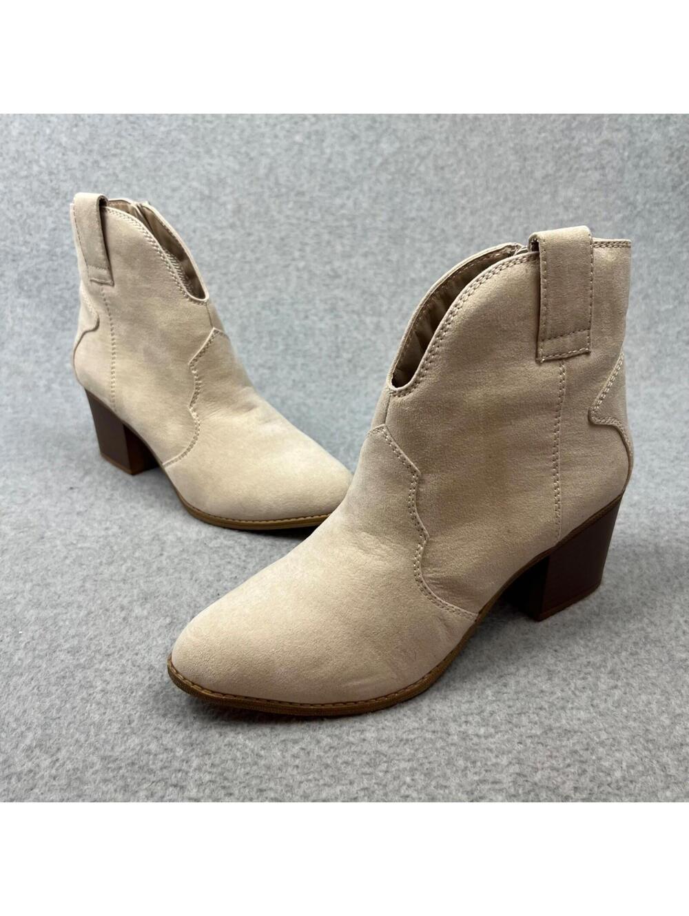 Sonoma Ankle Boots Womens Size 9.5 Western Block Heel Faux Suede New